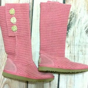 Ugg Pink Tall Knit Boots Size 6